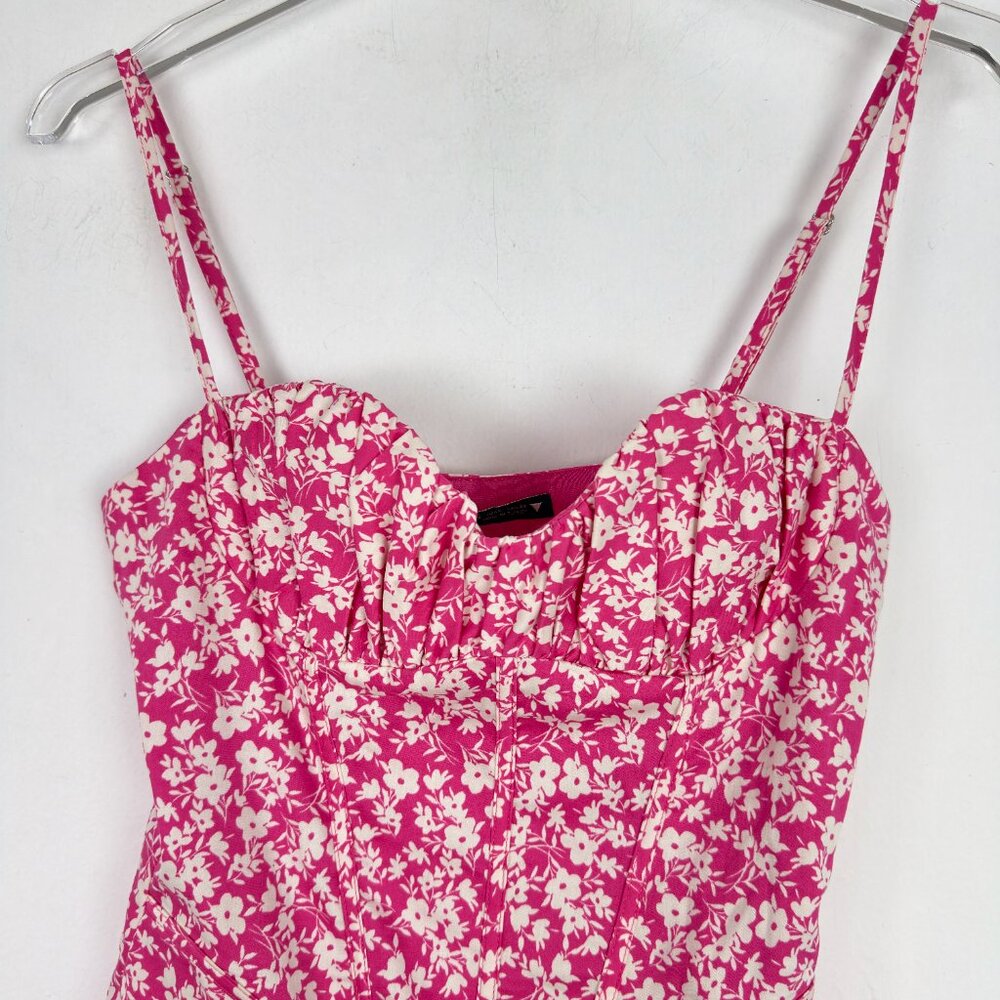 NWT Zara Floral Printed Corset Bodysuit Spaghetti Straps Pink Size Small S NEW - Picture 3 of 14